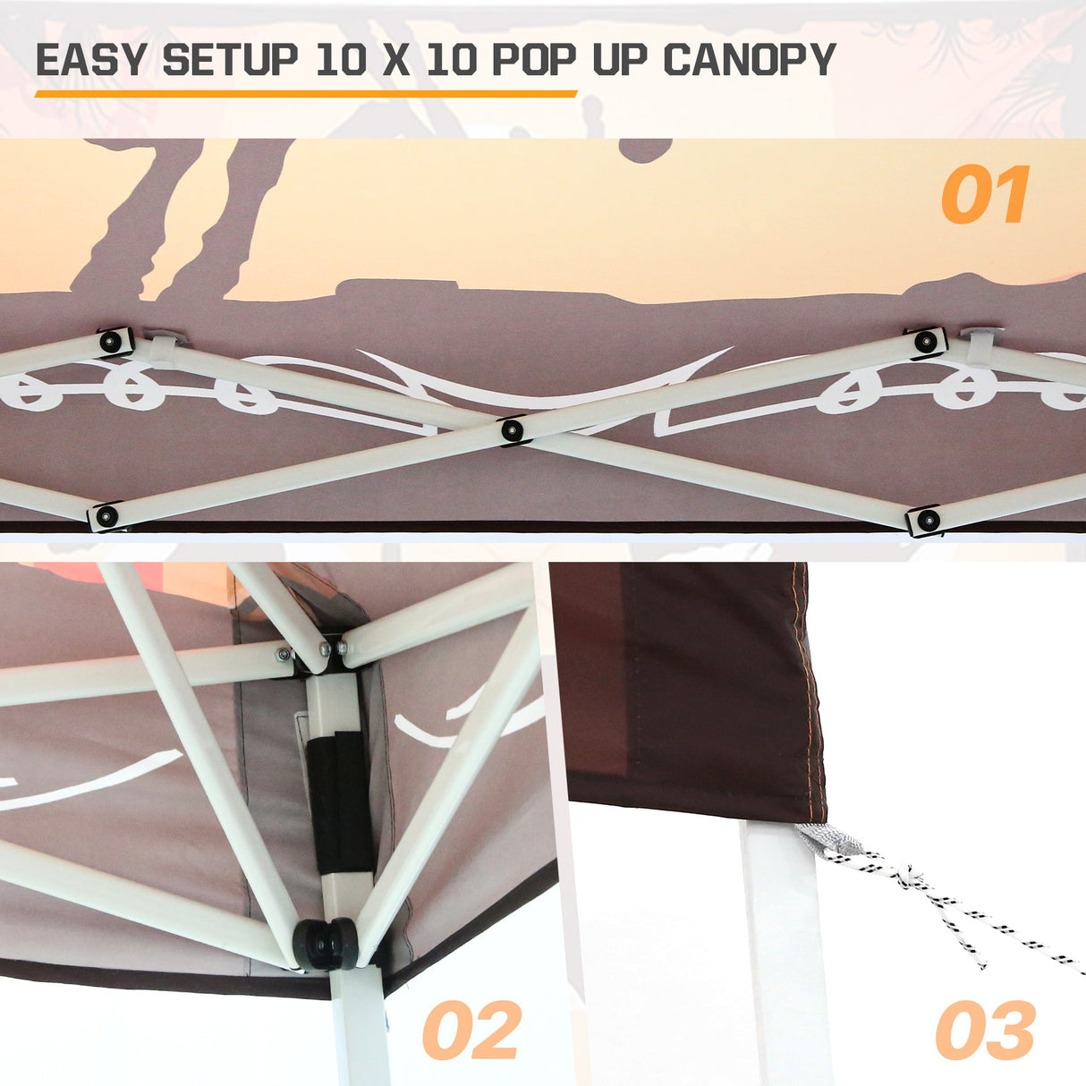 Eagle Peak SHADE GRAPHiX Slant Leg 10x10 Easy Setup Pop Up Canopy Tent with Digital Printed Cowboy - Eagle Peak Canopy and Outdoor Products