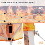 Eagle Peak SHADE GRAPHiX Slant Leg 10x10 Easy Setup Pop Up Canopy Tent with Digital Printed Flame Top - Eagle Peak Canopy and Outdoor Products