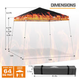 Eagle Peak SHADE GRAPHiX Slant Leg 10x10 Easy Setup Pop Up Canopy Tent with Digital Printed Flame Top - Eagle Peak Canopy and Outdoor Products