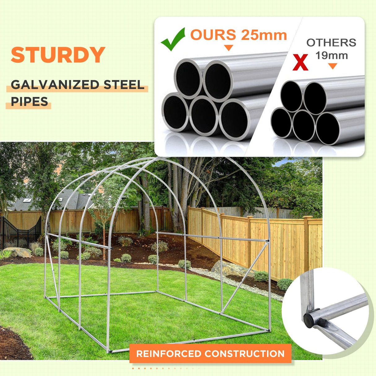 EAGLE PEAK Tunnel Greenhouse Garden Green House with Zippered Door and 6 Roll - up Side Windows, 10'x7'x7 - Eagle Peak Canopy and Outdoor Products