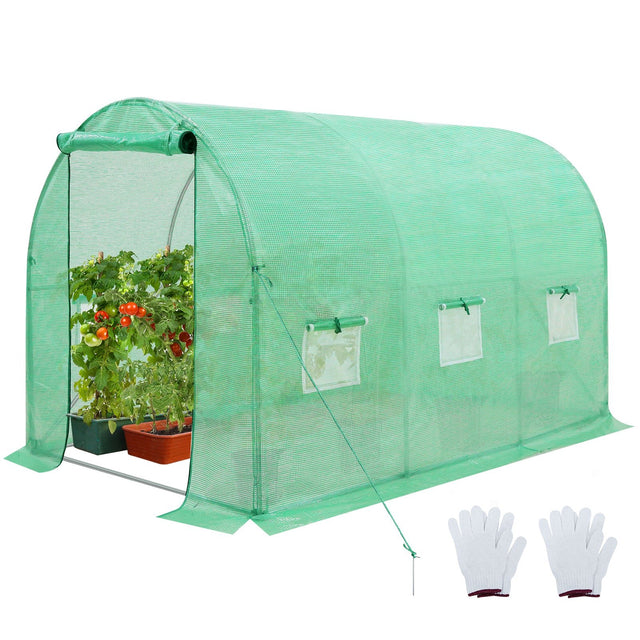 EAGLE PEAK Tunnel Greenhouse Garden Green House with Zippered Door and 6 Roll - up Side Windows, 10'x7'x7 - Eagle Peak Canopy and Outdoor Products