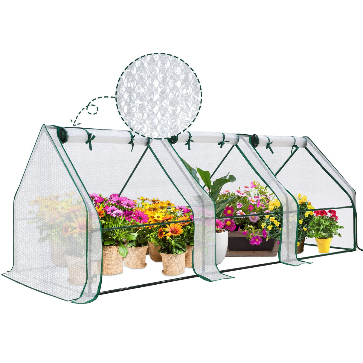 EAGLE PEAK Tunnel Greenhouse Garden Green House,96"x36"x36", Bubble Film Cover, White - Eagle Peak Canopy and Outdoor Products