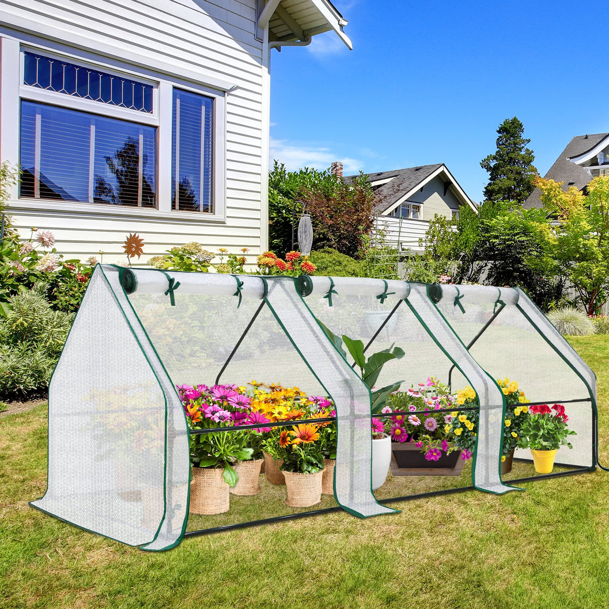 EAGLE PEAK Tunnel Greenhouse Garden Green House,96"x36"x36", Bubble Film Cover, White - Eagle Peak Canopy and Outdoor Products