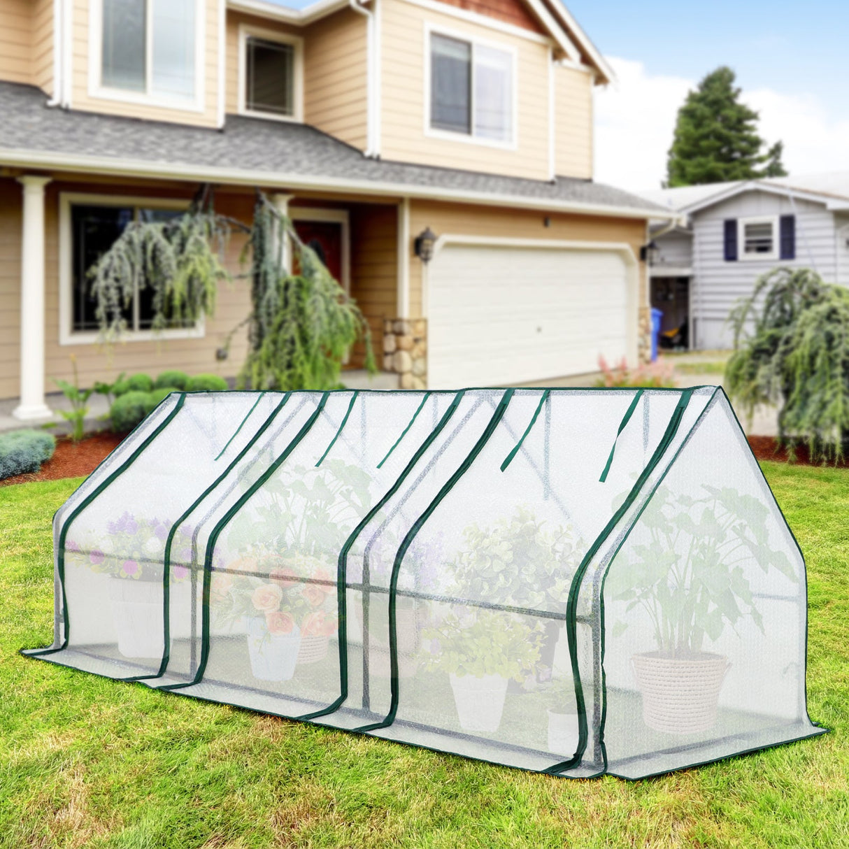 EAGLE PEAK Tunnel Greenhouse Garden Green House,96"x36"x36", Bubble Film Cover, White - Eagle Peak Canopy and Outdoor Products