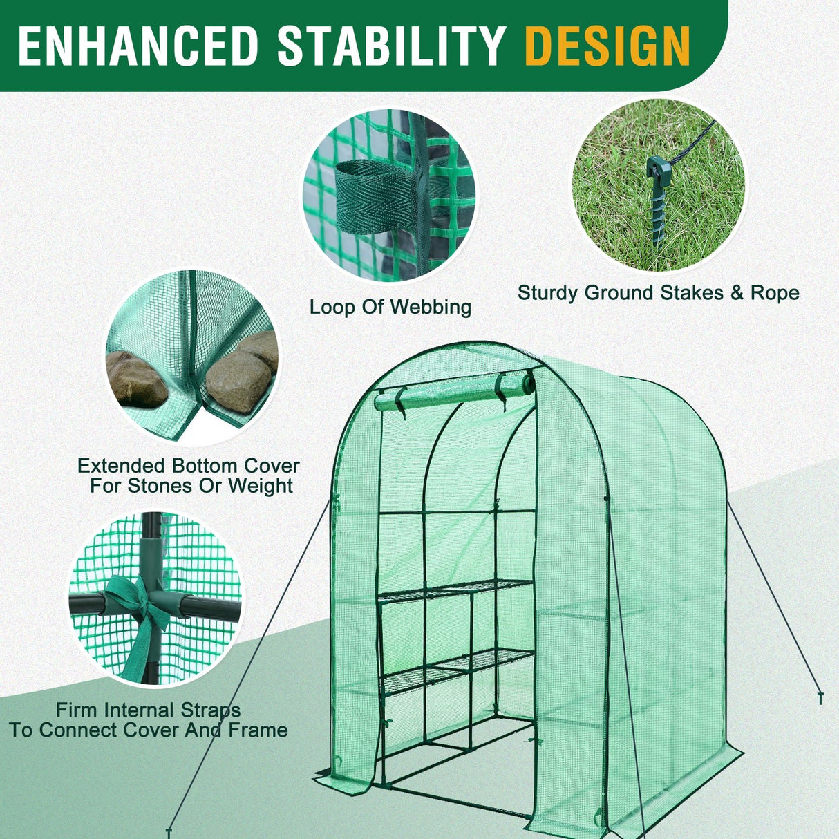 EAGLE PEAK Walk in Greenhouse 3 Tier with Wire Shelves - Eagle Peak Canopy and Outdoor Products