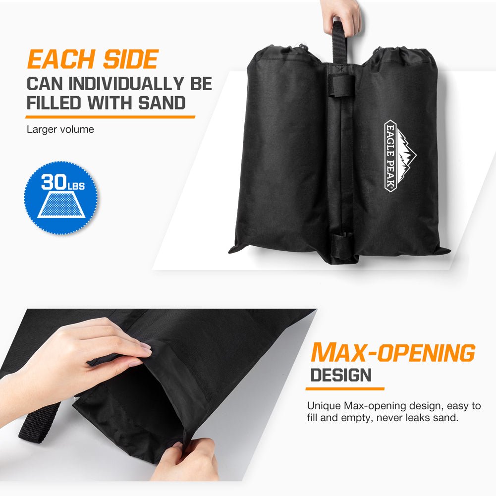 EAGLE PEAK Weight Bag Set for Use with Pop Up Canopy Tent - 4pcs Per Pack (Black) - Eagle Peak Canopy and Outdoor Products