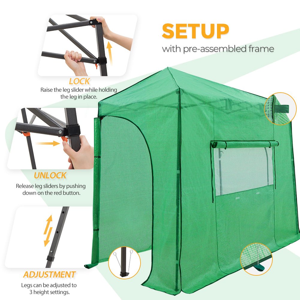 Easy Setup 10x5 Portable Lean to Pop Up Greenhouse - Eagle Peak Custom Canopy Tent