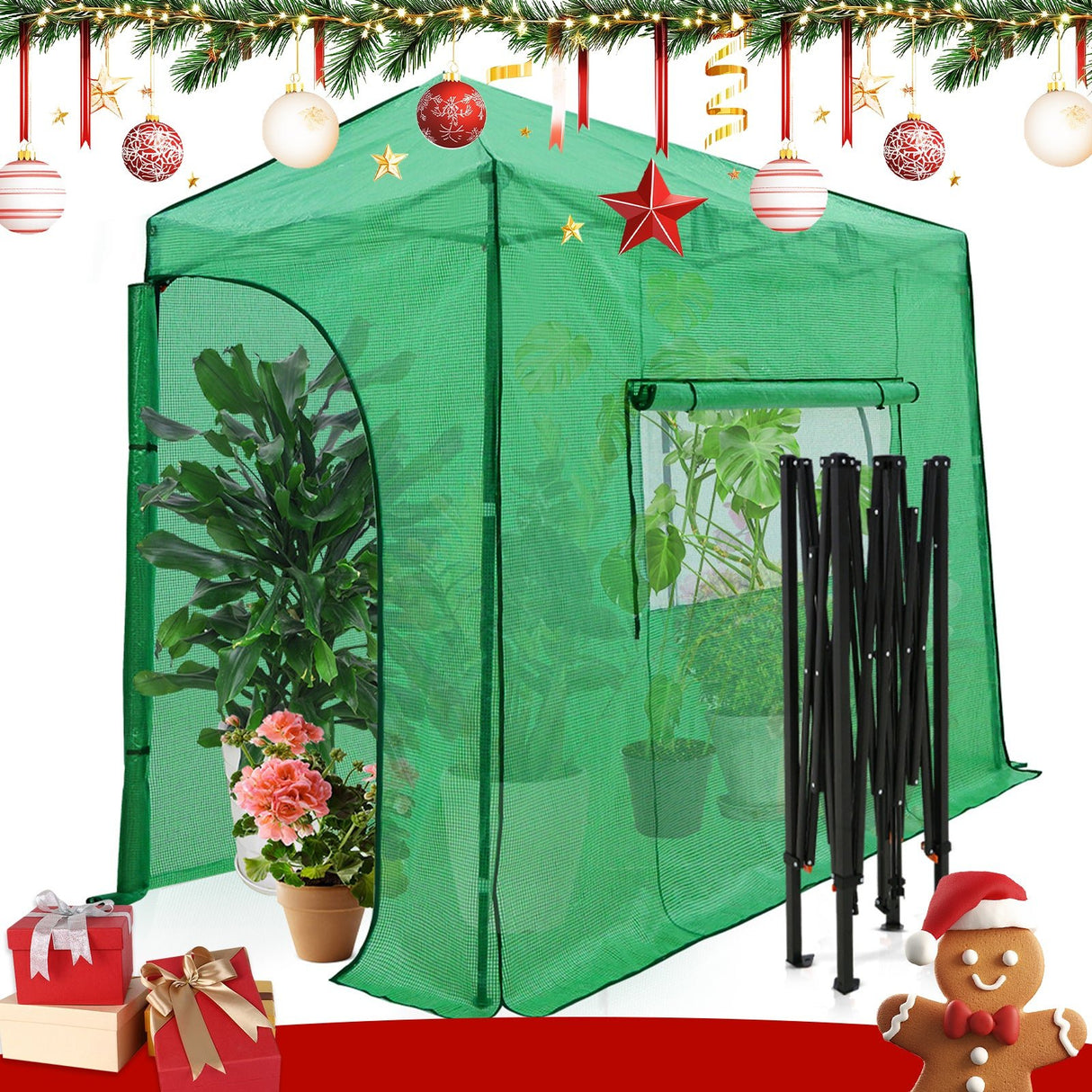 Easy Setup 10x5 Portable Lean to Pop Up Greenhouse - Eagle Peak Custom Canopy Tent