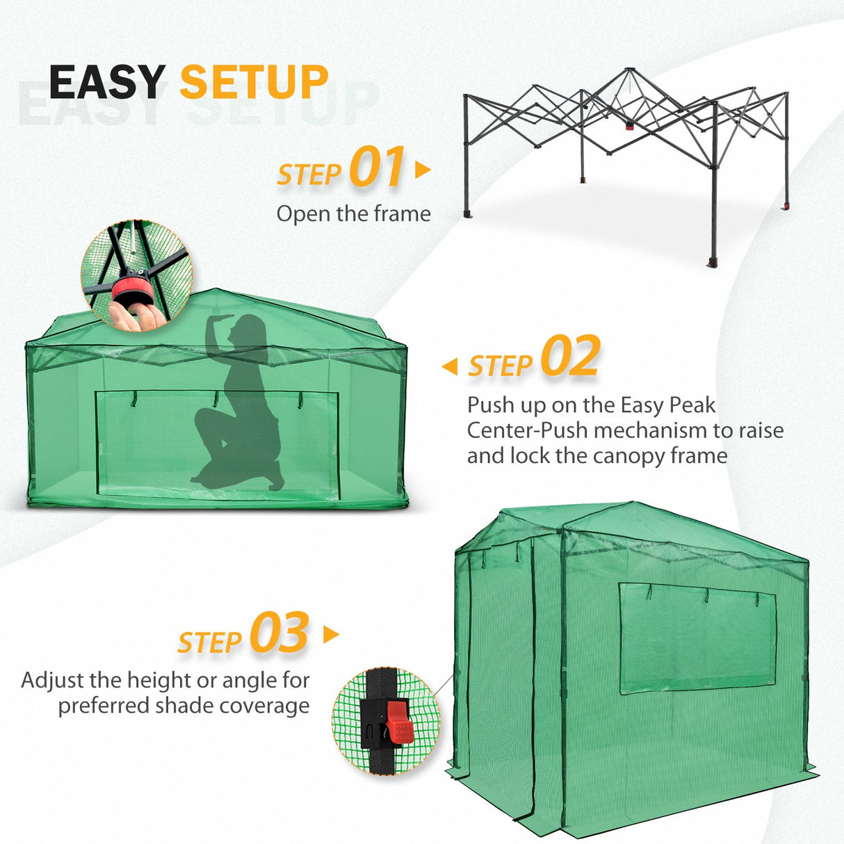 Easy Setup 8x6 Instant Pop Up Greenhouse - Eagle Peak Custom Canopy Tent