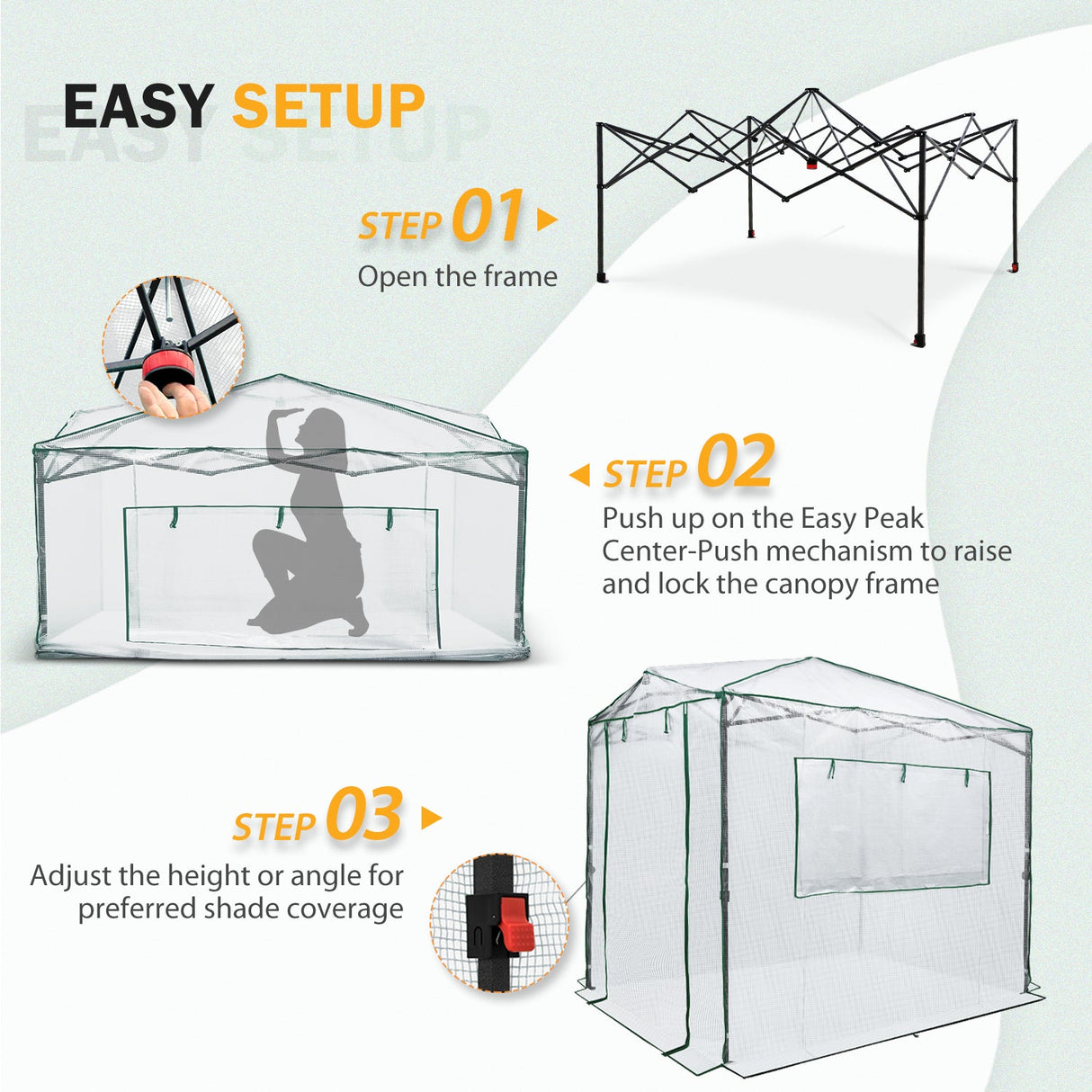 Easy Setup 8x6 Instant Pop Up Greenhouse - Eagle Peak Custom Canopy Tent