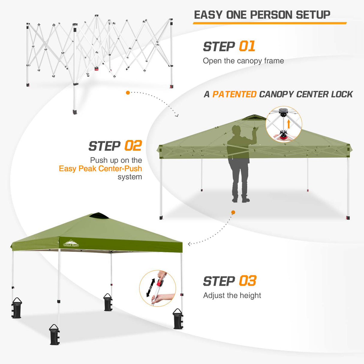 Easy Setup Straight Leg 10x10 Pop Up Canopy Tent w/ 100 sqft of Shade