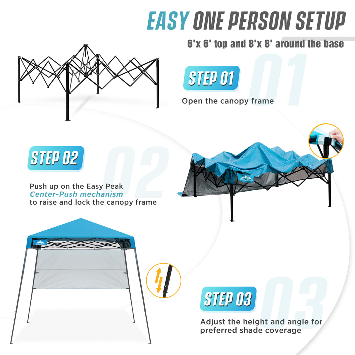 8x8 Pop Up Canopy Tent with Sidewall,8x8 Base 6x6 Top