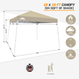 Slant Leg Pop up Canopy Tent, 10x10 Base 8x8 Top