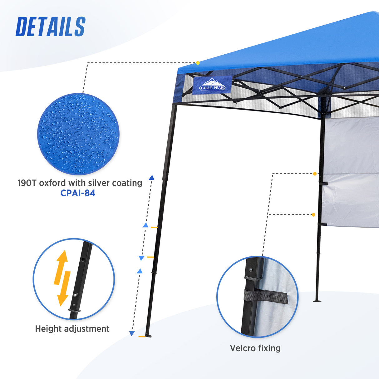 8x8 Pop Up Canopy Tent with Sidewall,8x8 Base 6x6 Top