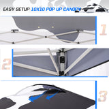 Easy Setup Straight Leg 10x10 Pop Up Canopy Tent Graphix Top w/ 100 sqft of Shade