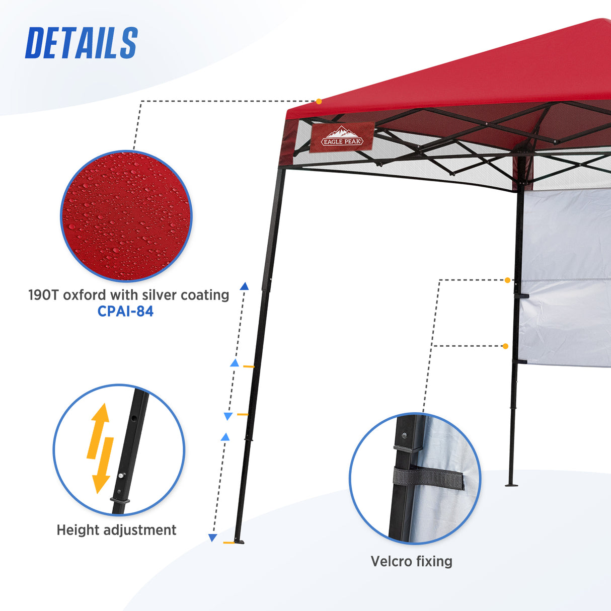 8x8 Pop Up Canopy Tent with Sidewall,8x8 Base 6x6 Top