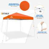 Slant Leg Pop up Canopy Tent, 10x10 Base 8x8 Top