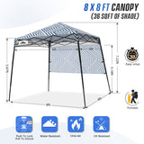 8x8 Pop Up Canopy Tent with Sidewall,8x8 Base 6x6 Top