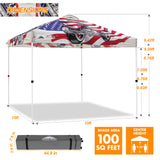 Easy Setup Straight Leg 10x10 Pop Up Canopy Tent Graphix Top w/ 100 sqft of Shade