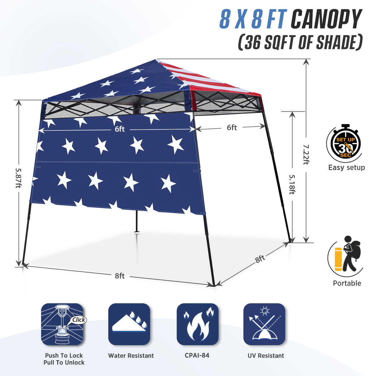 8x8 Pop Up Canopy Tent with Sidewall,8x8 Base 6x6 Top