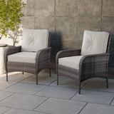 Rustic Veranda Outdoor Patio Chairs, Set of 2, Gray/Beige