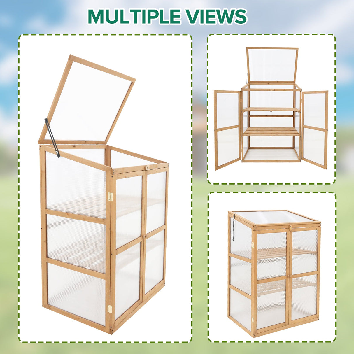 Garden Cold Frame Greenhouse with Adjustable Shelves, 30.1x22.0x43.3in - Eagle Peak Custom Canopy Tent