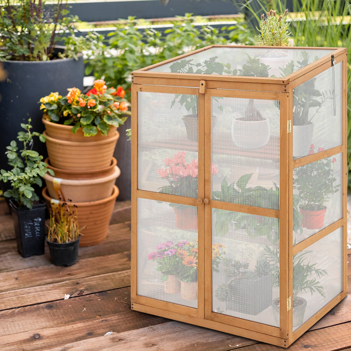 Garden Cold Frame Greenhouse with Adjustable Shelves, 30.1x22.0x43.3in - Eagle Peak Custom Canopy Tent