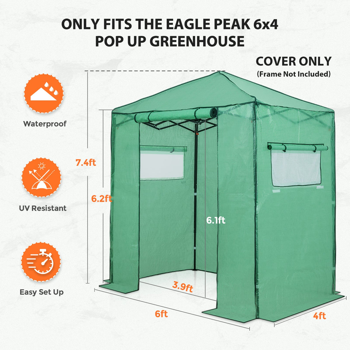 GH24 6x4 Pop Up Greenhouse Replacement Cover - Eagle Peak Canopy and Outdoor Products