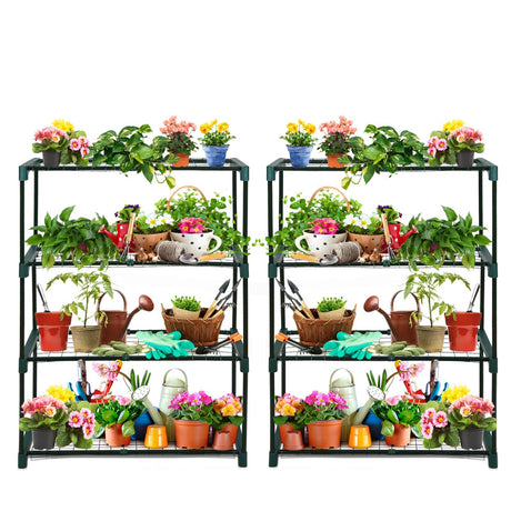 Greenhouse Shelving Staging Double 4 Tier, 30" x 12" x 42", Green - Eagle Peak Custom Canopy Tent