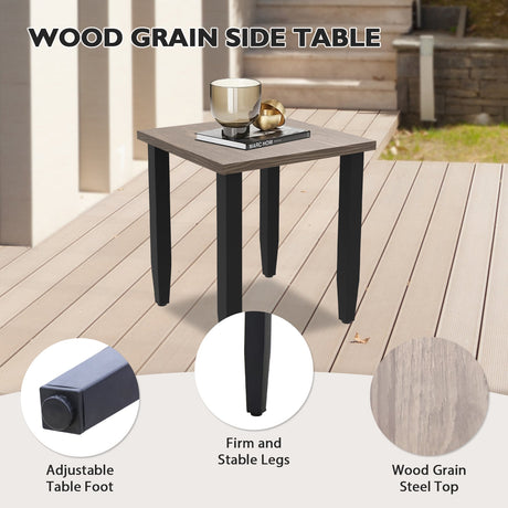 Modern Outdoor Side Table, Wood Grain Top - Eagle Peak Custom Canopy Tent