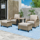 Modern Wicker 5 Piece Furniture Set w/ Patio Chairs, Brown/Gray - Eagle Peak Custom Canopy Tent