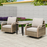 Modern Wicker Outdoor 3 Piece Wicker Swivel Rocking Chairs & Side Table, Brown/Gray - Eagle Peak Custom Canopy Tent