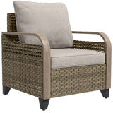 Modern Wicker Outdoor Chair with Cushions, Brown/Gray - Eagle Peak Custom Canopy Tent