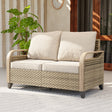 Modern Wicker Outdoor Furniture 2 Seat Loveseat Sofa , Brown/Gray - Eagle Peak Custom Canopy Tent