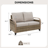 Modern Wicker Outdoor Furniture 2 Seat Loveseat Sofa , Brown/Gray - Eagle Peak Custom Canopy Tent