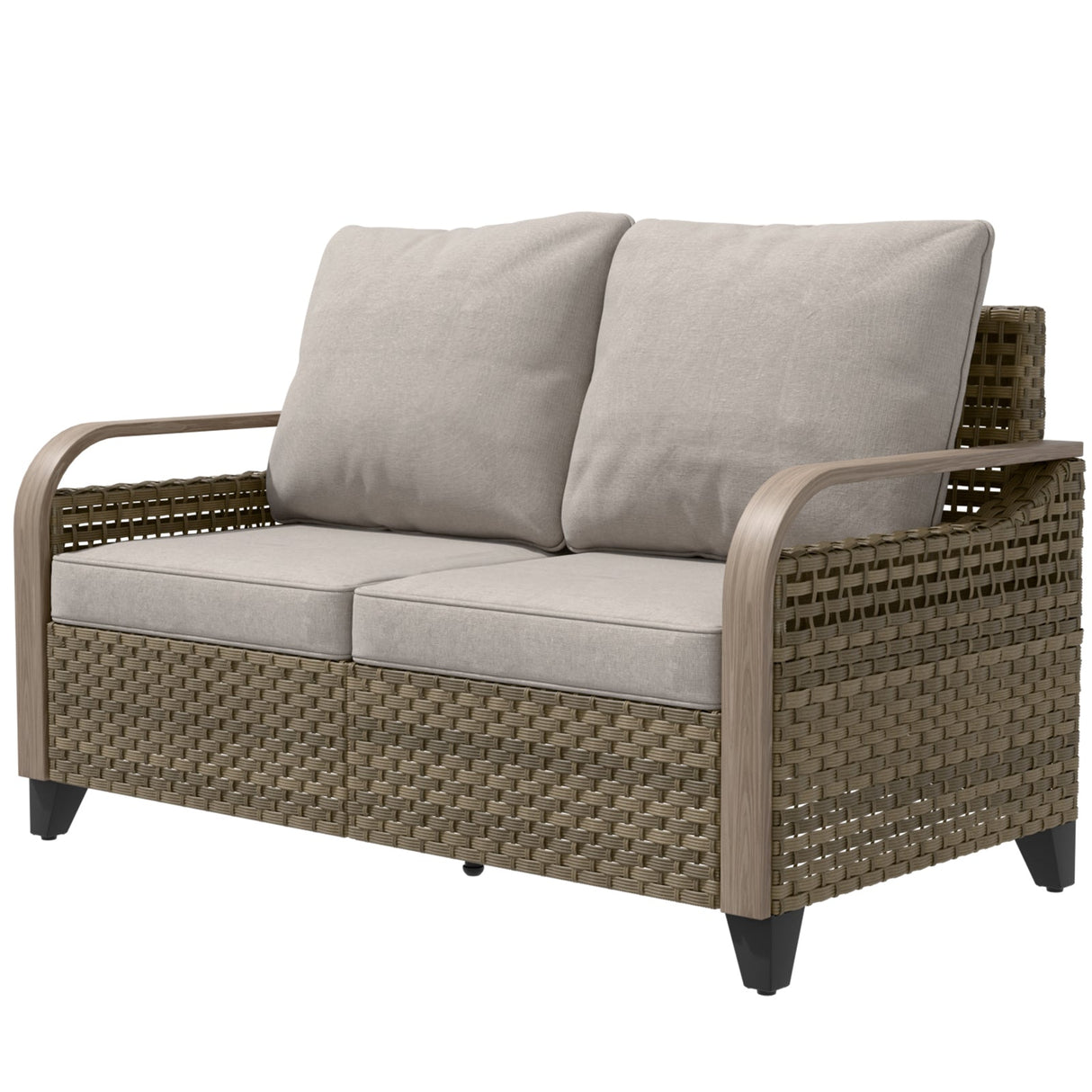 Modern Wicker Outdoor Furniture 2 Seat Loveseat Sofa , Brown/Gray - Eagle Peak Custom Canopy Tent