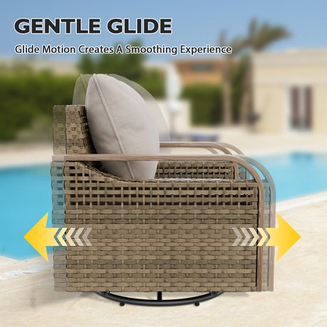 Modern Wicker Outdoor Glider Rocking Chair,2 Chairs 2 Ottomans, 4 Piece, Brown/Gray - Eagle Peak Custom Canopy Tent