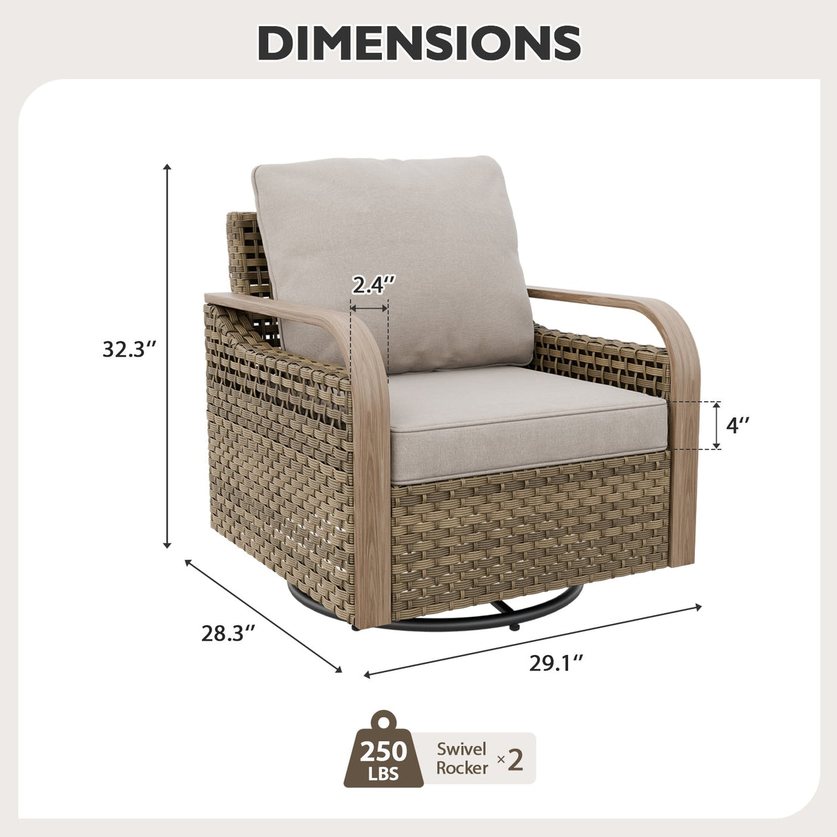 Modern Wicker Outdoor Glider Rocking Chair,2 Chairs, Brown/Gray - Eagle Peak Custom Canopy Tent