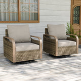 Modern Wicker Outdoor Glider Rocking Chair,2 Chairs, Brown/Gray - Eagle Peak Custom Canopy Tent