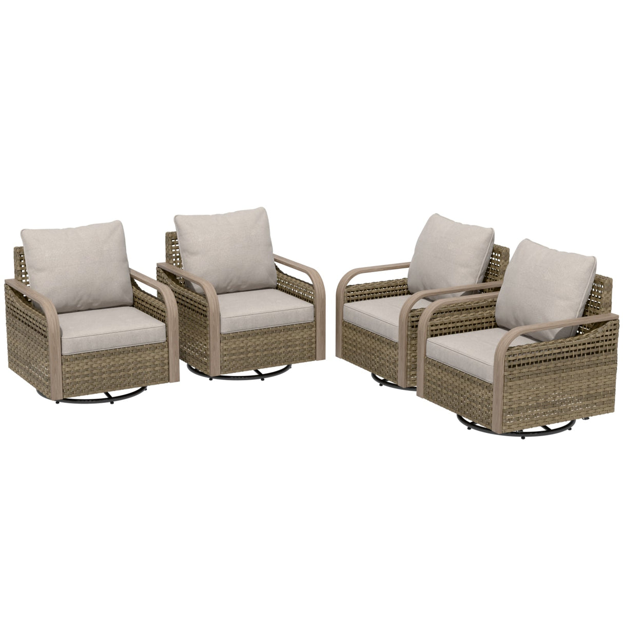 Modern Wicker Outdoor Glider Rocking Chair,4 Chairs, Brown/Gray - Eagle Peak Custom Canopy Tent