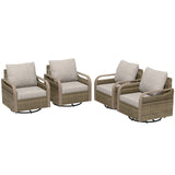 Modern Wicker Outdoor Glider Rocking Chair,4 Chairs, Brown/Gray - Eagle Peak Custom Canopy Tent