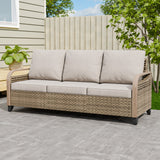 Modern Wicker Outdoor Patio 3 Seat Sofa, Brown/Gray - Eagle Peak Custom Canopy Tent