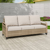 Modern Wicker Outdoor Patio 3 Seat Sofa, Brown/Gray - Eagle Peak Custom Canopy Tent