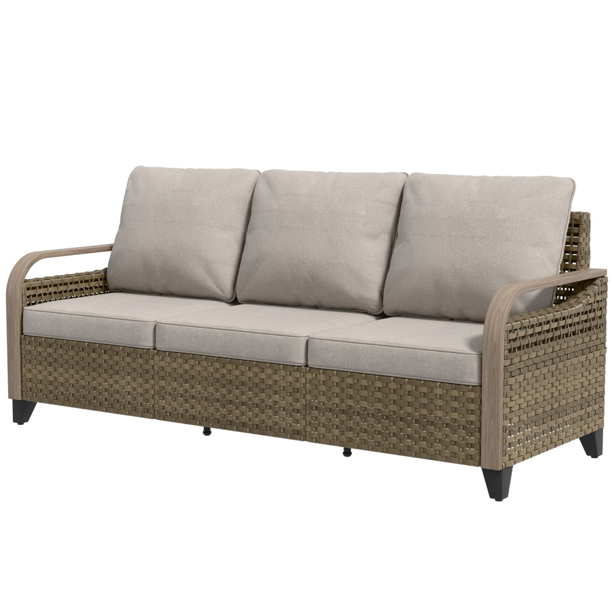 Modern Wicker Outdoor Patio 3 Seat Sofa, Brown/Gray - Eagle Peak Custom Canopy Tent