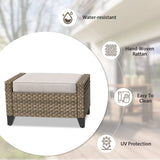 Modern Wicker Patio Ottoman Foot Rest, Brown/Gray - Eagle Peak Custom Canopy Tent