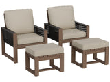 Natural Cedar Furniture Set, Chairs with Ottomans, 4 Pieces - Eagle Peak Custom Canopy Tent