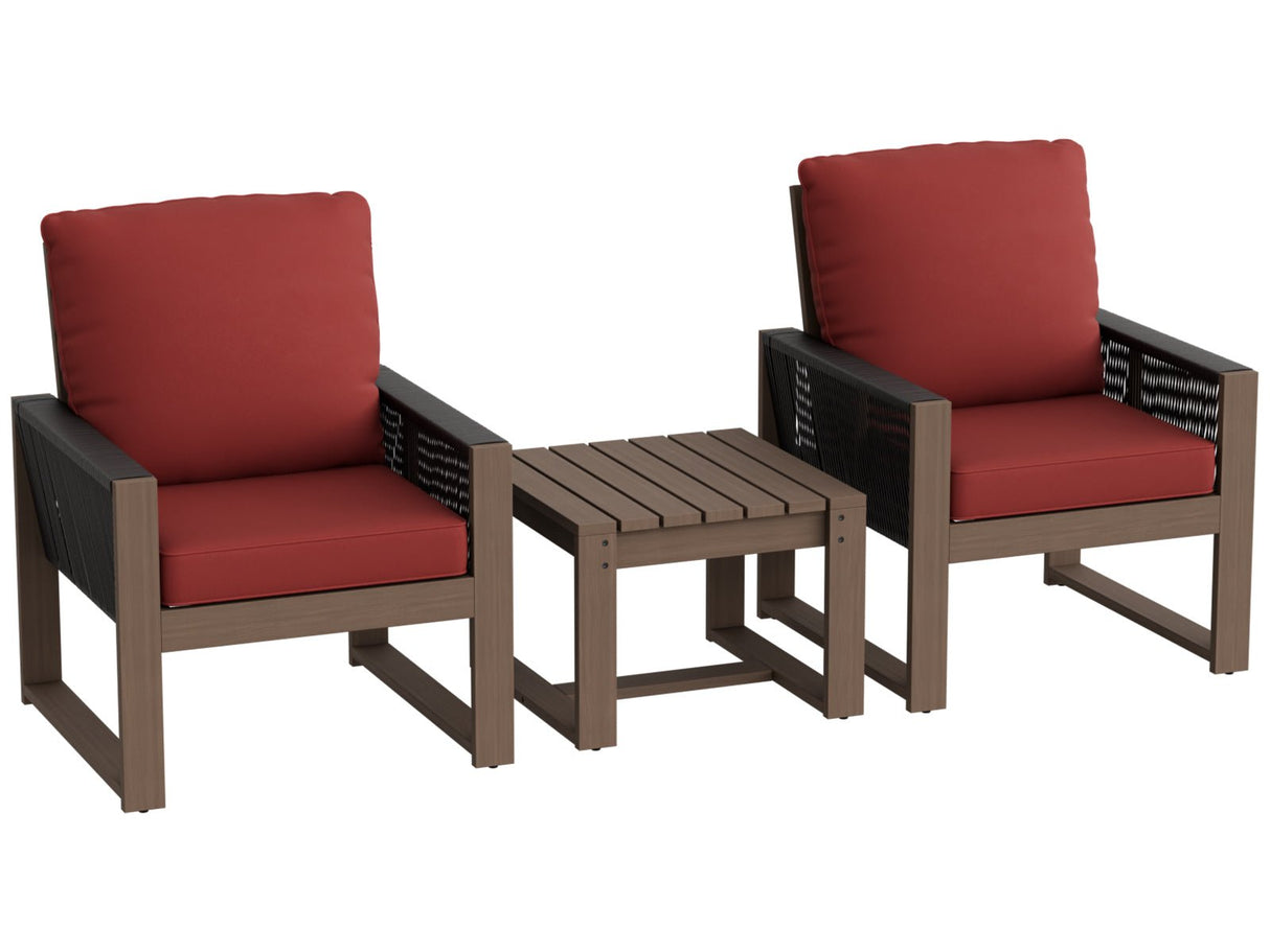 Natural Cedar Wood Bistro Set, Single Chairs and Square Table, 3 Pieces - Eagle Peak Custom Canopy Tent