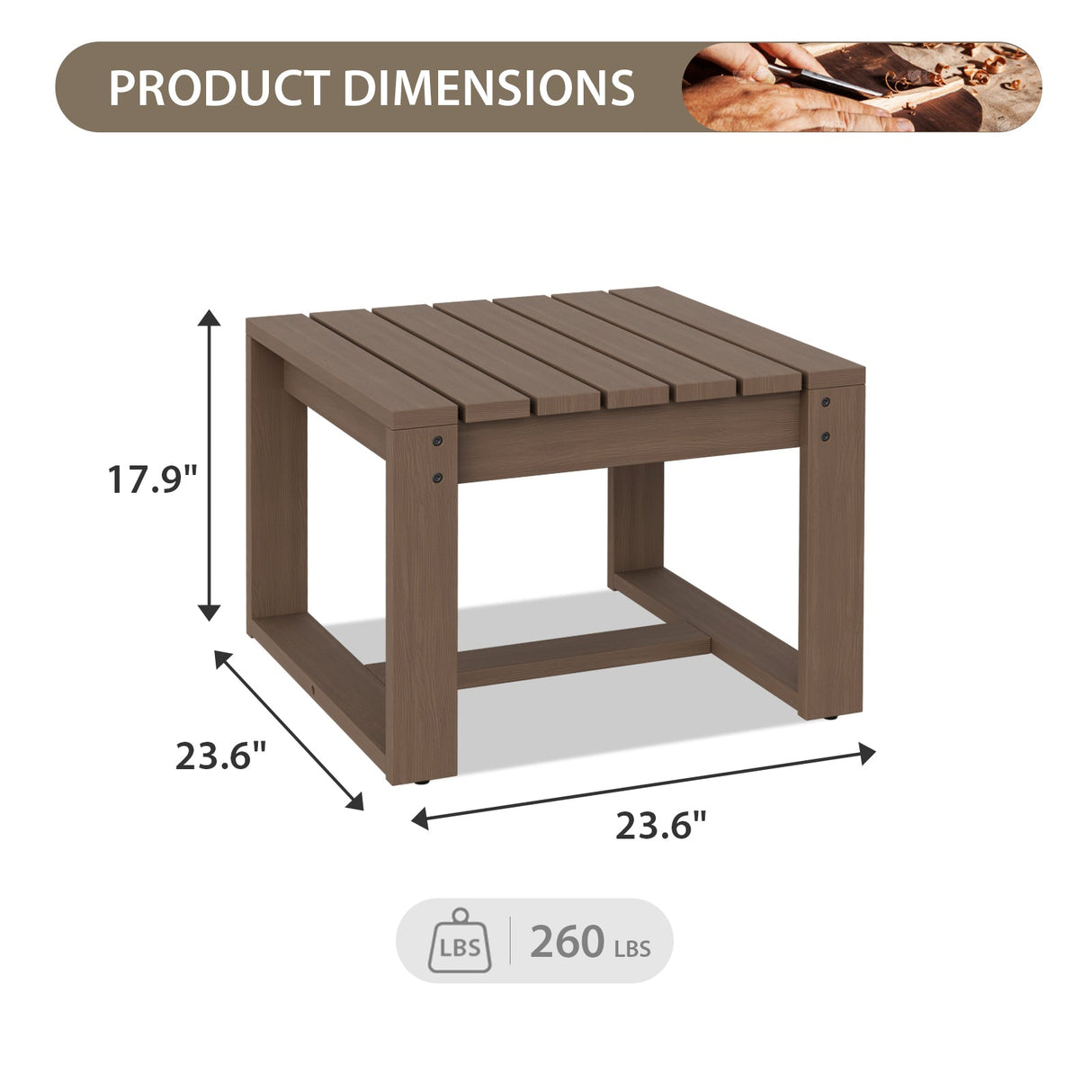 Natural Square Cedar Wood Table - Eagle Peak Custom Canopy Tent