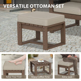 Natural Wood Furniture Set, Sofa, 2 Ottomans and Coffee Table, 4 Pieces - Eagle Peak Custom Canopy Tent