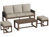 Natural Wood Furniture Set, Sofa, 2 Ottomans and Coffee Table, 4 Pieces - Eagle Peak Custom Canopy Tent